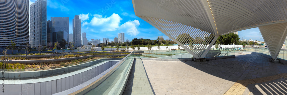 Arlozorov Train Station in Tel Aviv near financial center and business district .