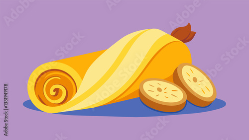 A banana and nut butter rollup providing a balance of carbs healthy fats and potassium for energy and muscle recovery after a workout.. Vector illustration
