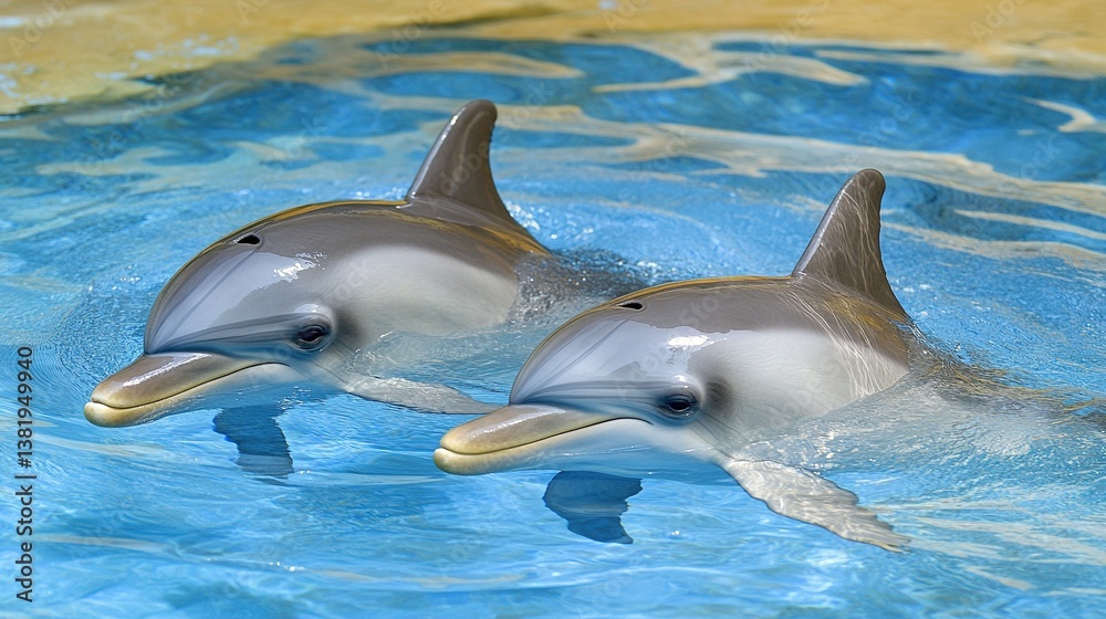 Obraz premium Dolphins swimming underwater in ocean