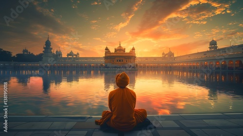 Obraz na płótnie Golden Temple at Sunrise, Sikhism, Meditation w salonie