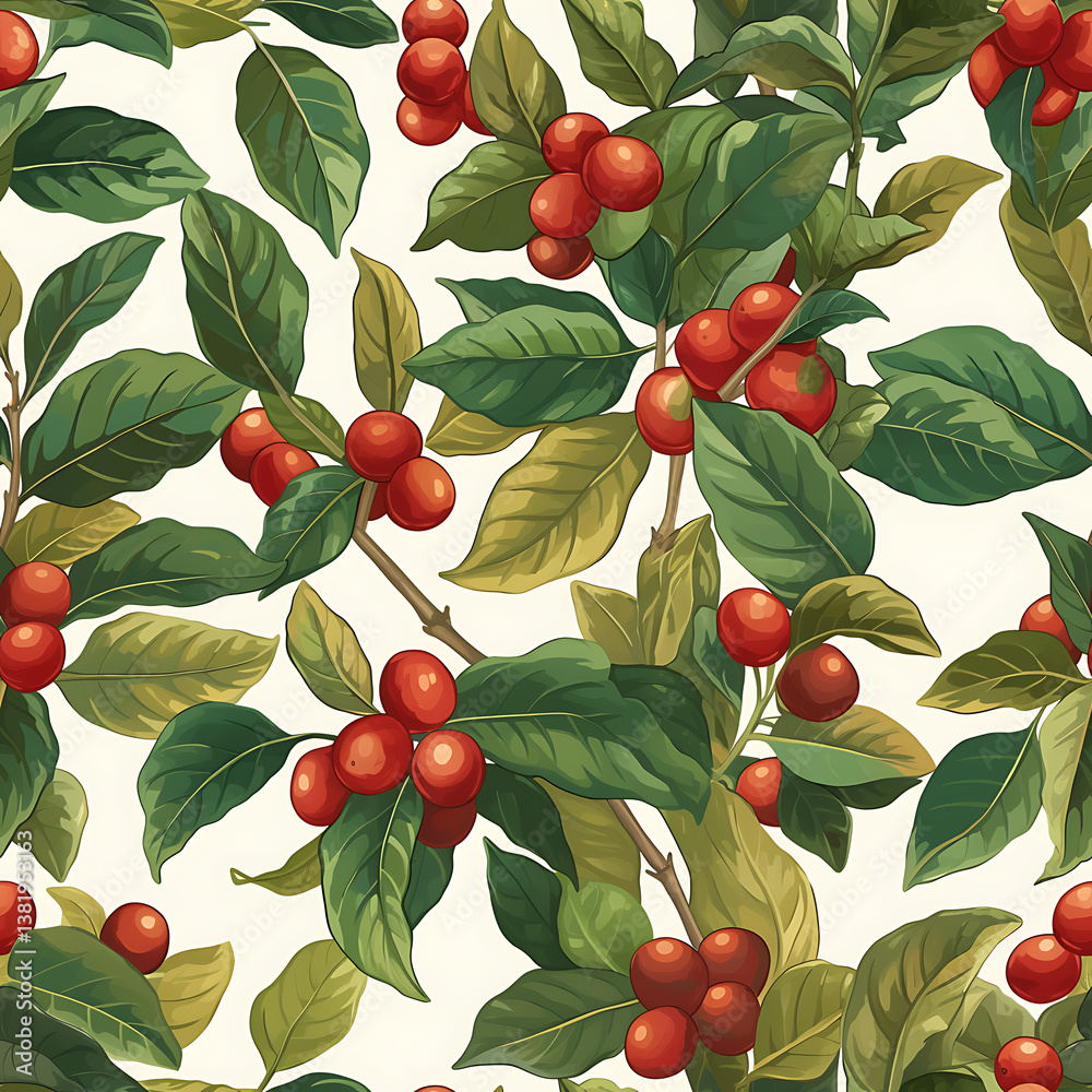 seamless pattern Realistic and artistic illustrations of coffee beans, brewing equipment, coffee cups for background or wallpaper seamless pattern Realistic and artistic illustrations of coffee beans, brewing equipment, coffee cups for background or wallpaper