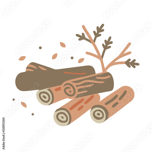 Sandalwood Logs and Branch Illustration