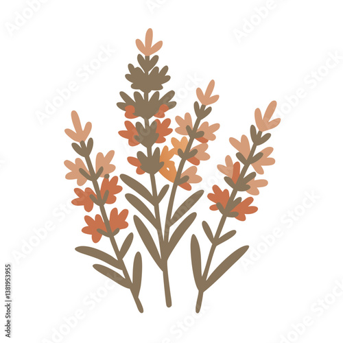 Boho Lavender Flowers Illustration in Earth Tones