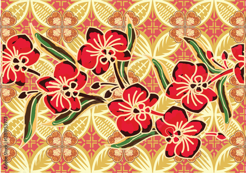 Indonesian batik with a very exclusive orchid motif