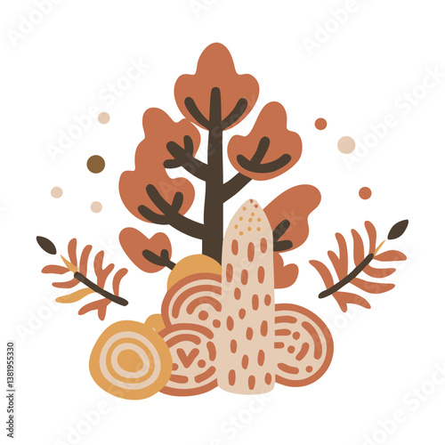 Abstract Autumn Cypress Tree Illustration