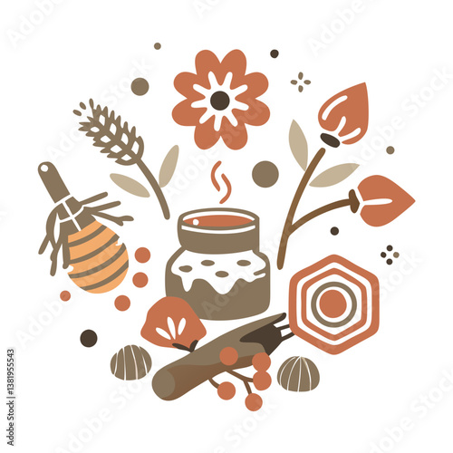 Beeswax Products Flat Vector Illustration