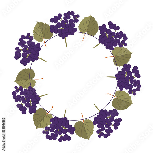   Frame is in the form of a circle of grapes and leaves