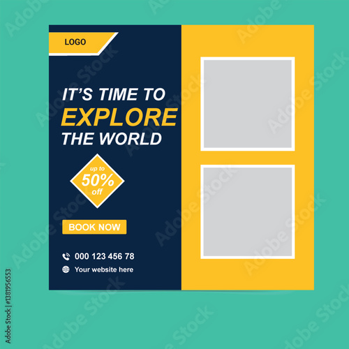 Explore the World Facebook and Instagram Posts For Travel Agency - Book Your Dream Vacation Today. Perfect Vacation, Affordable Getaways, Customized Tours, Exclusive Deals Now!



