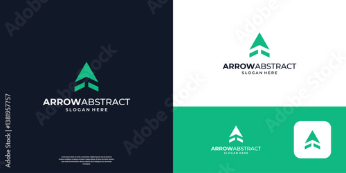 Simple arrow up logo design inspiration. Green triangle symbol logo for business.