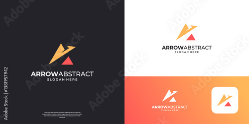Letter A right up arrow logo design template. Abstract swoosh shape with initial A symbol. Usable for business, financial and investment.