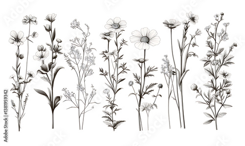 Floral flower vector Illustrations on white background