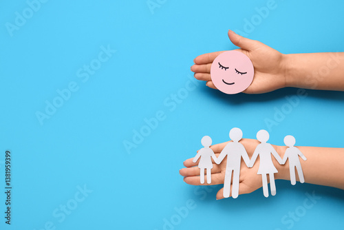 Female hands with paper smi...