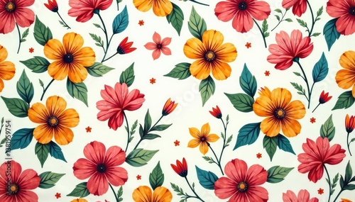 Wallpaper Mural Continuous blooming floral pattern Delicate, flowing blossoms seamlessly repeat , yellow, blue, plant Torontodigital.ca