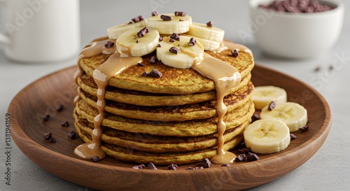 Banana Pancakes with Peanut Butter Drizzle.