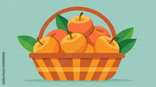A basket of sweet and juicy peaches perfect for snacking on or using in a homemade pie or cobbler.. Vector illustration