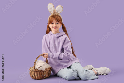 Cute girl with adorable cat...