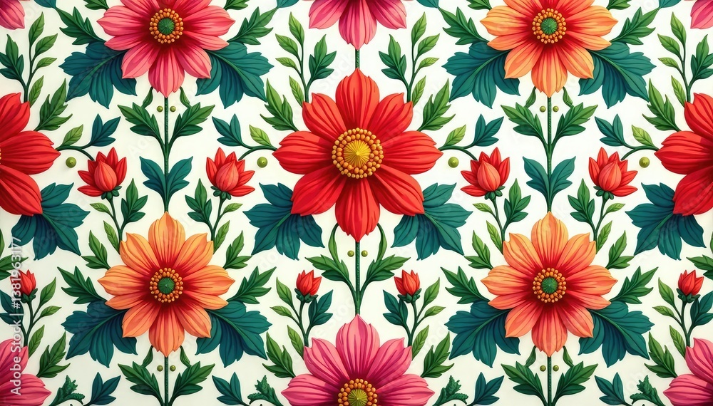 Intricate floral pattern, repeating seamlessly , textile, background, greenery Intricate floral pattern, repeating seamlessly , textile, background, greenery