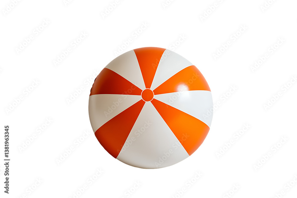 Fototapeta premium Miniature Orange and White Striped Beach Ball Isolated on White