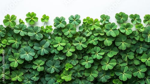 Wallpaper Mural Vibrant Green Clover Leaf Background Lush Nature Spring Floral Pattern Botanical Texture Detailed Image Fresh Greenery White Background Natural Design Element Perfect for St Patricks Day Irish Theme   Torontodigital.ca