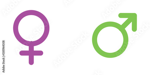 Gender symbol vector, Gender symbol pink, sexual symbols, Male female sign, men women symbol, toilet wc vector icon set, gender collection. Male and female sign of gender equality icon vector.	