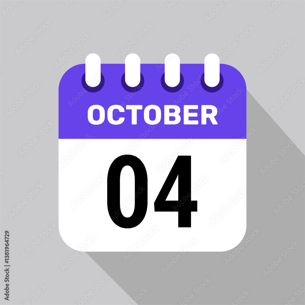 calendar 4 october icon vector page illustration background design paper. calendar 4 october icon vector page illustration background design paper.