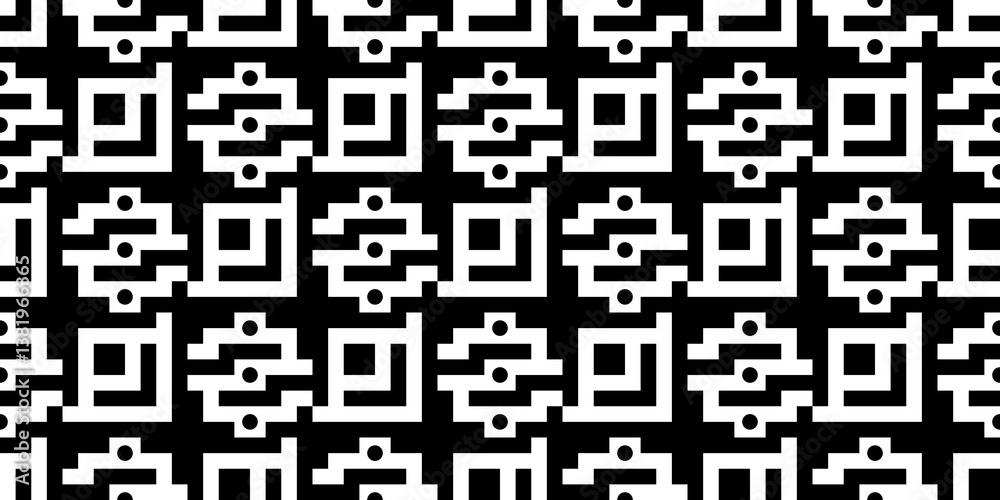 Fototapeta premium Seamless Transparent Monochrome Art Deco Style Geometric Pattern Wallpaper