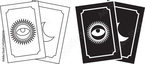 outline silhouette tarot icon set