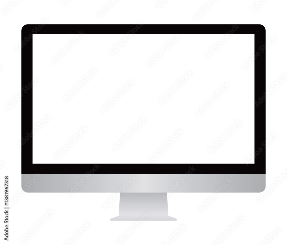 Computer monitor display with empty screen. Device mockup front view. Icon, frame, background. Vector illustration. Computer monitor display with empty screen. Device mockup front view. Icon, frame, background. Vector illustration.