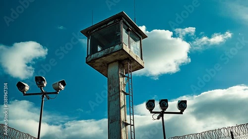 Watchtower Under a Cloudy Sky