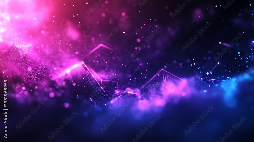 Fototapeta premium Abstract digital network, glowing particles, vibrant colors