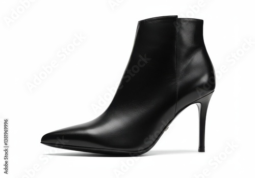 Black leather ankle boot high