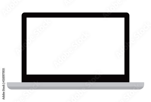 Laptop with transparent screen. Device mockup front view. Icon, frame, background. Vector illustration.