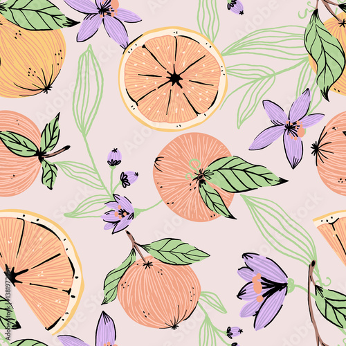 Seamless tangerine patterns 