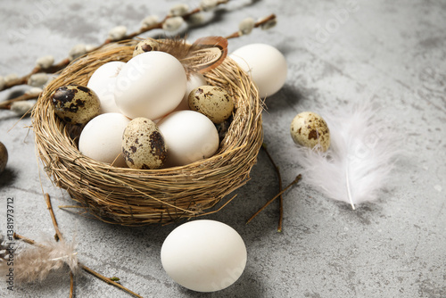Nest with Easter eggs, feat...