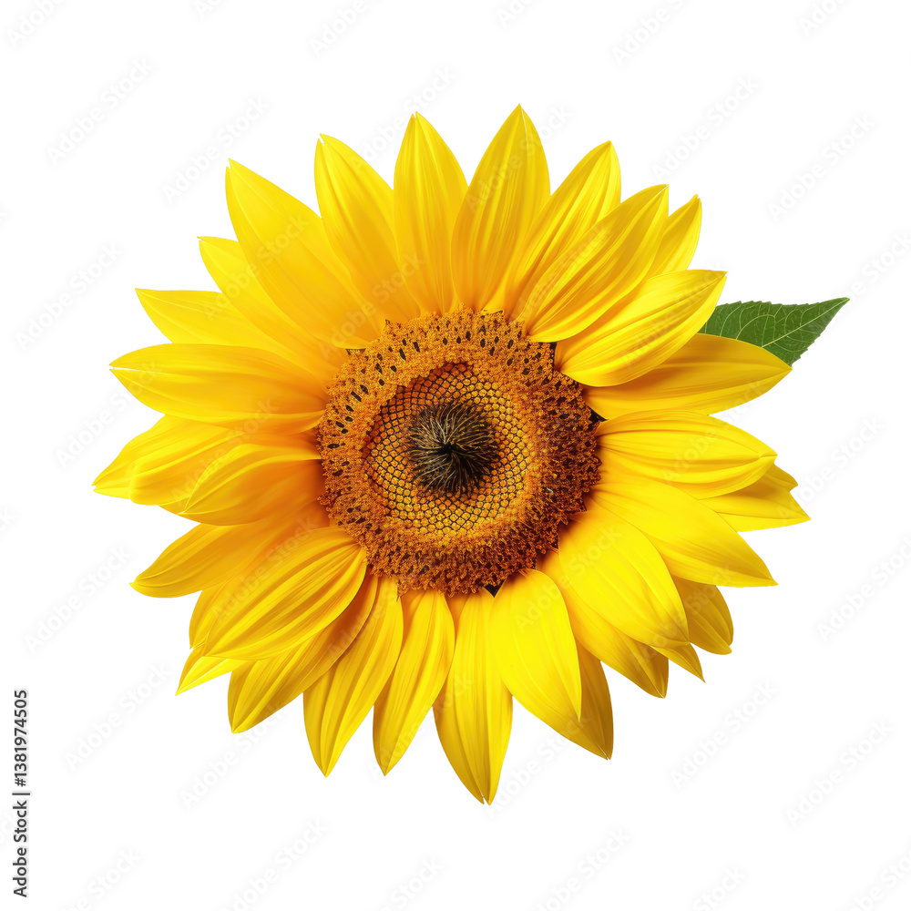 Fototapeta premium Yellow Sunflower in Full Bloom on transparent background