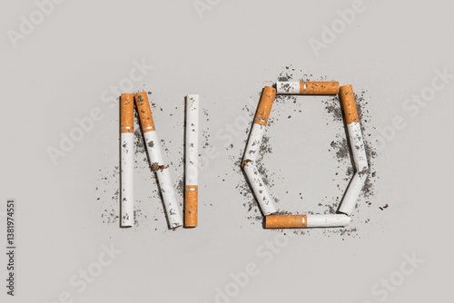Word NO made from cigarette...