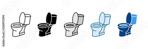 Toilet Bowl Icon Set Multiple Style Collection