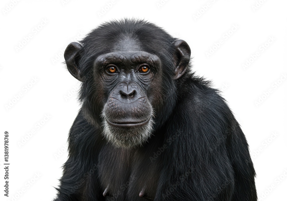 Fototapeta premium Chimpanzee portrait detailed fur texture