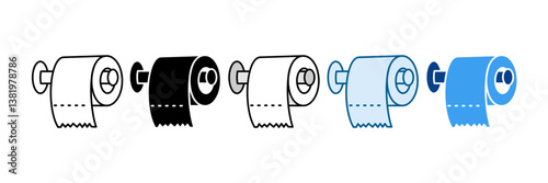 Toilet Paper Icon Set Multiple Style Collection