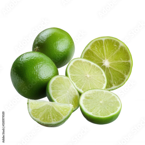Freshly Cut Lime Wedges for Beverage and Culinary Branding Transparent Background