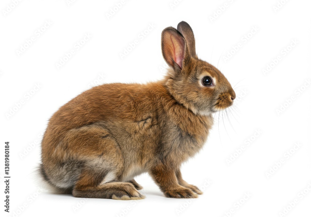 Obraz premium Fluffy brown rabbit side view
