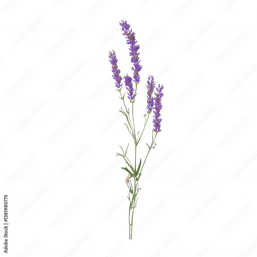 Naklejka premium Single Lavender Stalk with Delicate Flowers for Wellness Branding Transparent Background