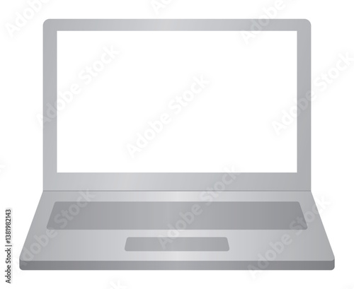 Laptop with transparent screen. Device mockup front view. Icon, frame, background. Vector illustration.