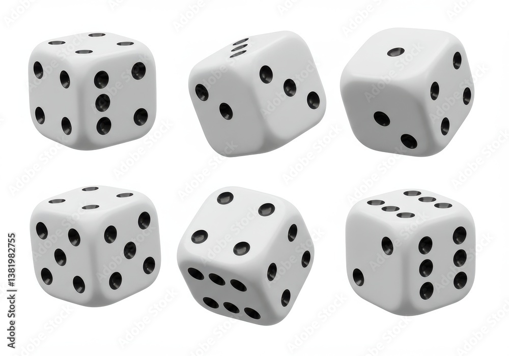 White dice multiple angles black White dice multiple angles black
