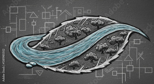 Green Eco-Island with Futuristic Glow