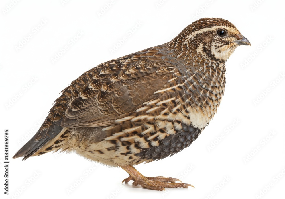 Photorealistic quail detailed feathers side Photorealistic quail detailed feathers side