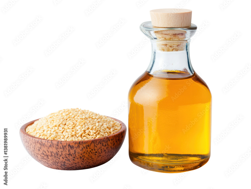 Sesame oil as a condiment kitchen setting food photography top view culinary ingredient Sesame oil as a condiment kitchen setting food photography top view culinary ingredient