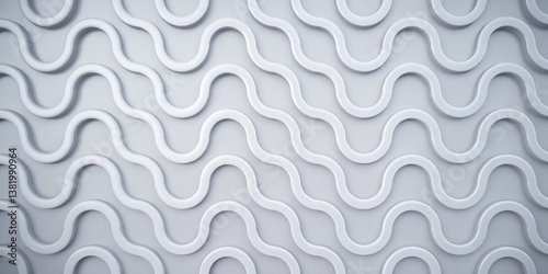 A seamless geometric pattern of raised curved shapes in white and light gray colors The pattern