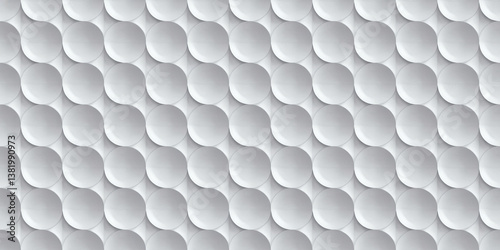 A seamless geometric pattern of raised curved shapes in white and light gray colors The pattern