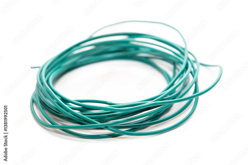 Green electric cables isolated